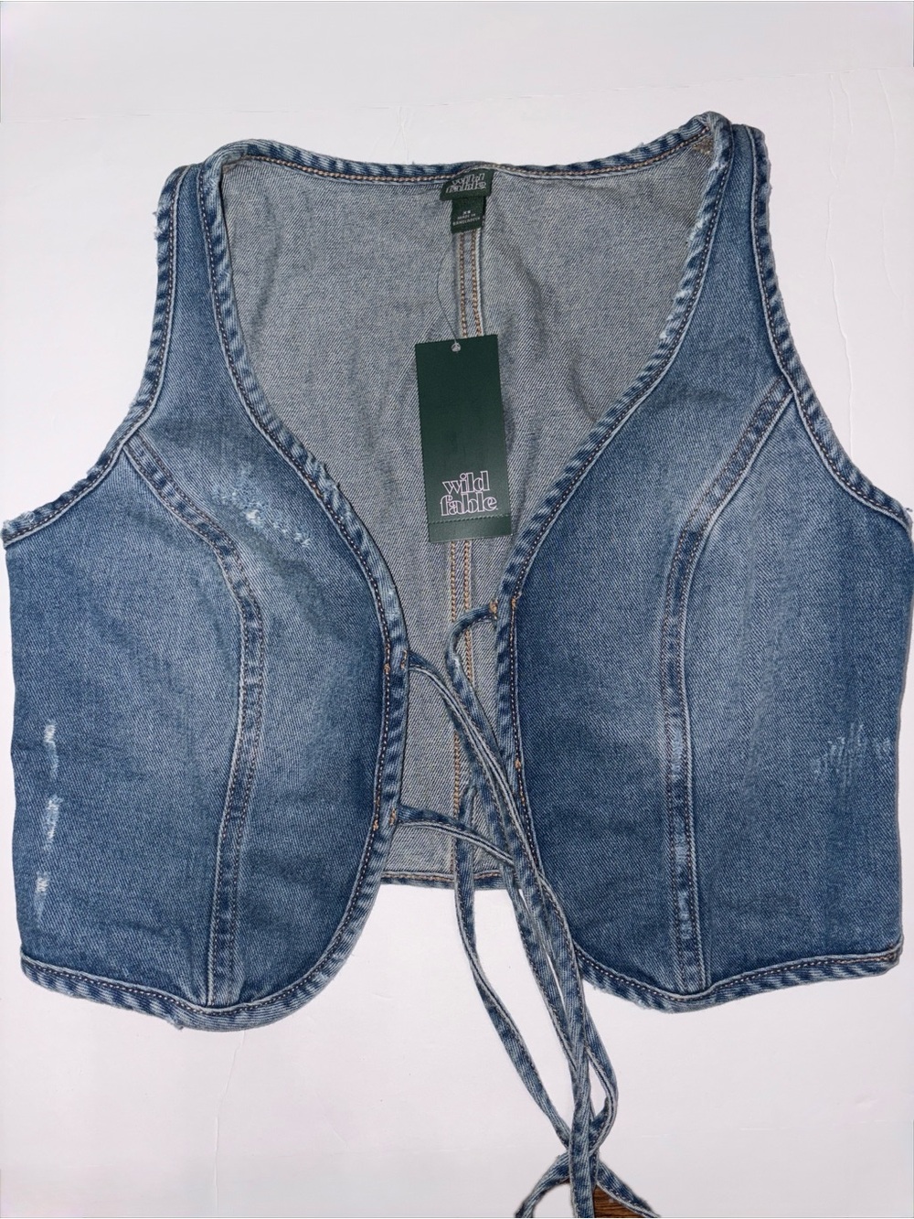 Wild Fable Women's Blue Denim Lace-Up Vest